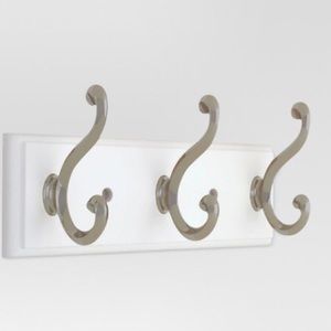 10" 3 Hook Rack/White/Satin Nickel/Threshold